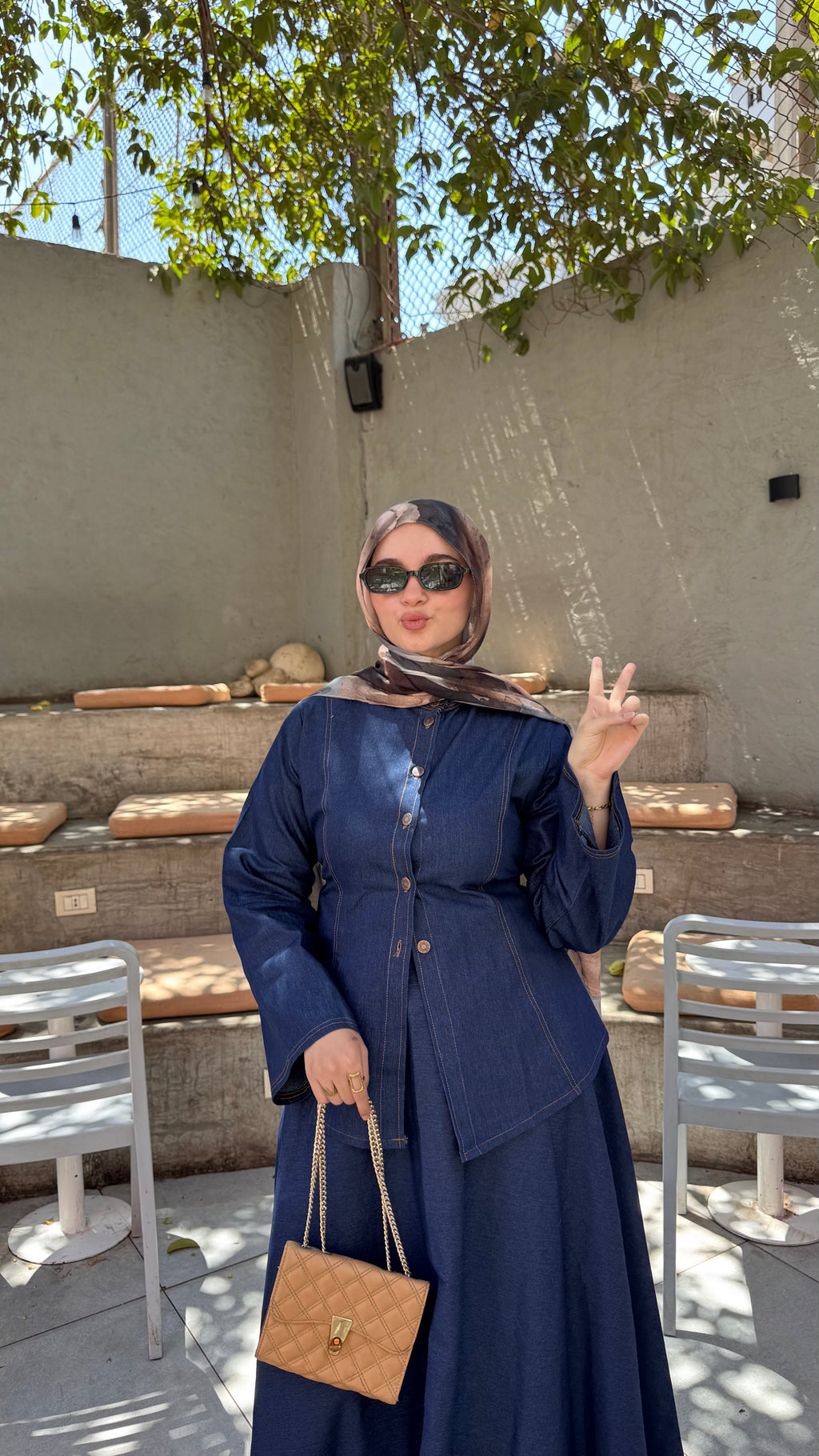 Modest denim suit