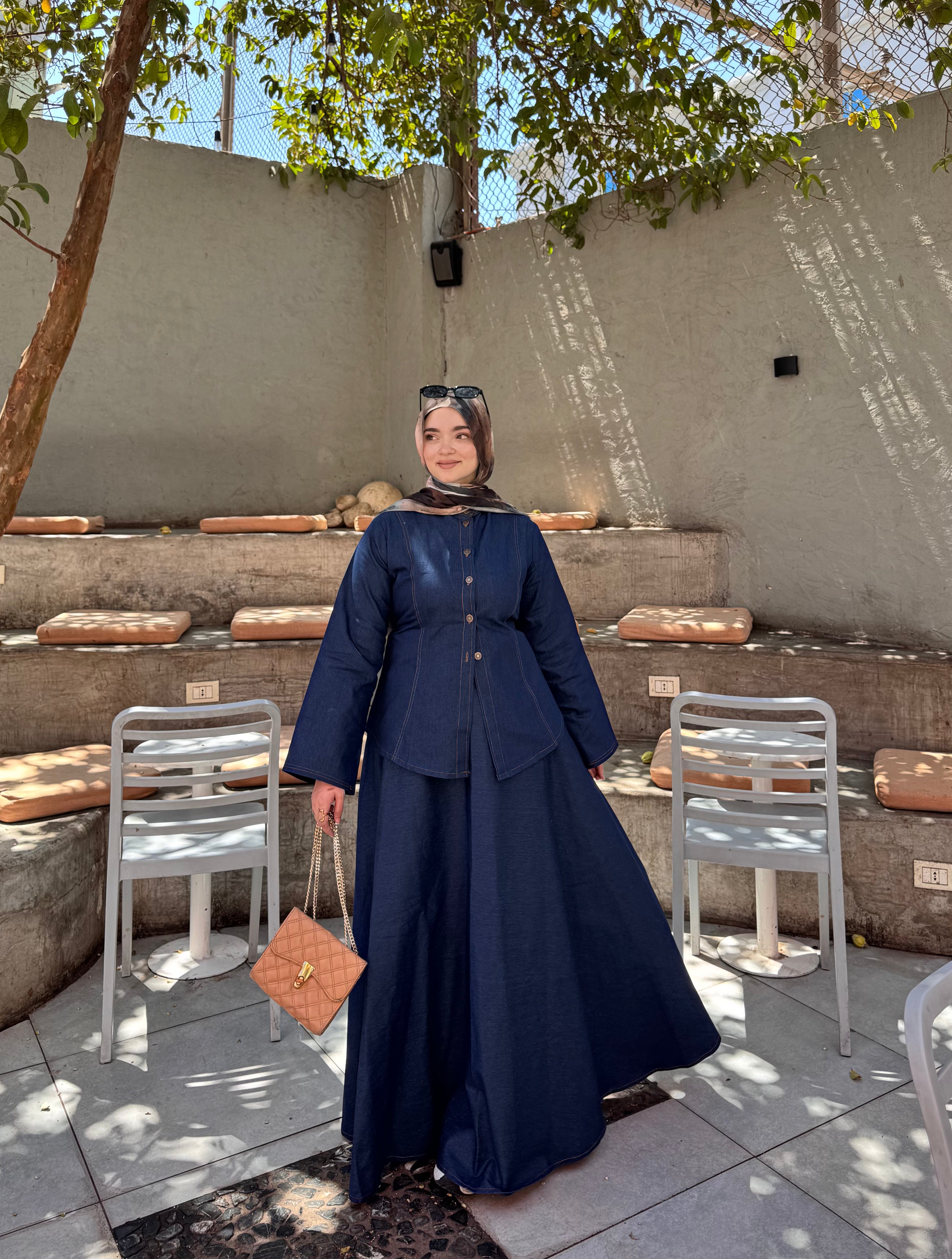 Modest denim suit