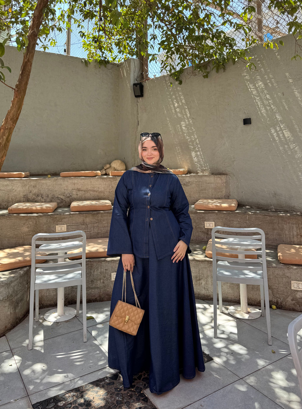 Modest denim suit