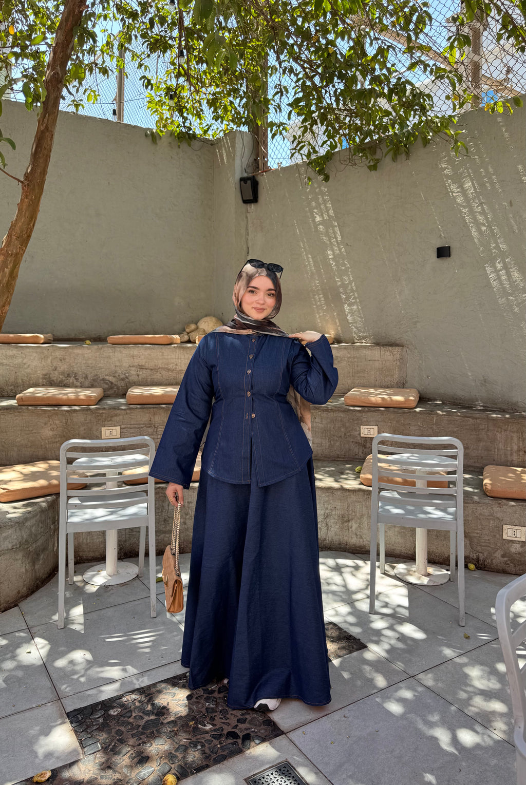 Modest denim suit